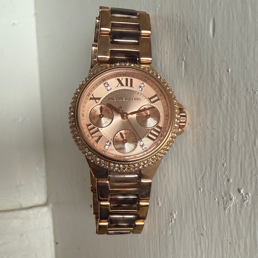 Michael Kors Rose Gold and Black Women's Watch